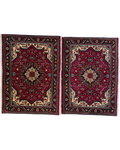 Tabriz 90x60 cm - coppia di scendiletto persiani rossi con medaglione centrale