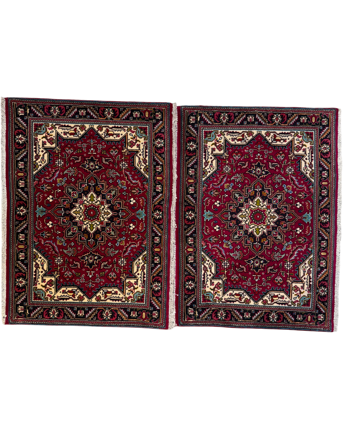 Tabriz 90x60 cm - coppia di scendiletto persiani rossi con medaglione centrale