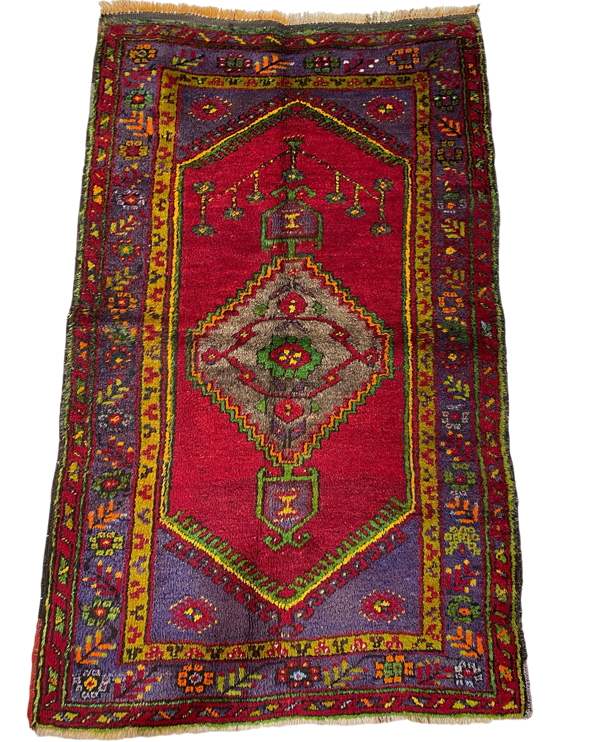 Tappeto Anatolia usato 155x92 cm rosso con medaglione centrale e motivi geometrici