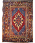 Tappeto Anatolia usato 272x163 cm rosso e blu con medaglione geometrico centrale