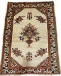 Tappeto persiano Ardebil usato 130x95 cm annodato a mano con fondo avorio e motivi floreali
