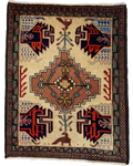 Tappeto persiano Ardebil usato 93x70 cm con disegno geometrico e figurativo
