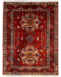 Tappeto Azero usato 136x102 cm rosso con motivi geometrici e floreali