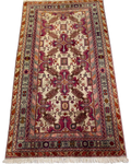 Tappeto Azero usato 200x130 cm con disegno geometrico floreale su fondo beige