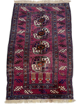 Tappeto Beluch afgano usato 140x85 cm in lana con motivi tribali geometrici bordeaux
