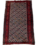 Tappeto Beluch persiano usato 150x96 cm rosso con disegno geometrico tradizionale
