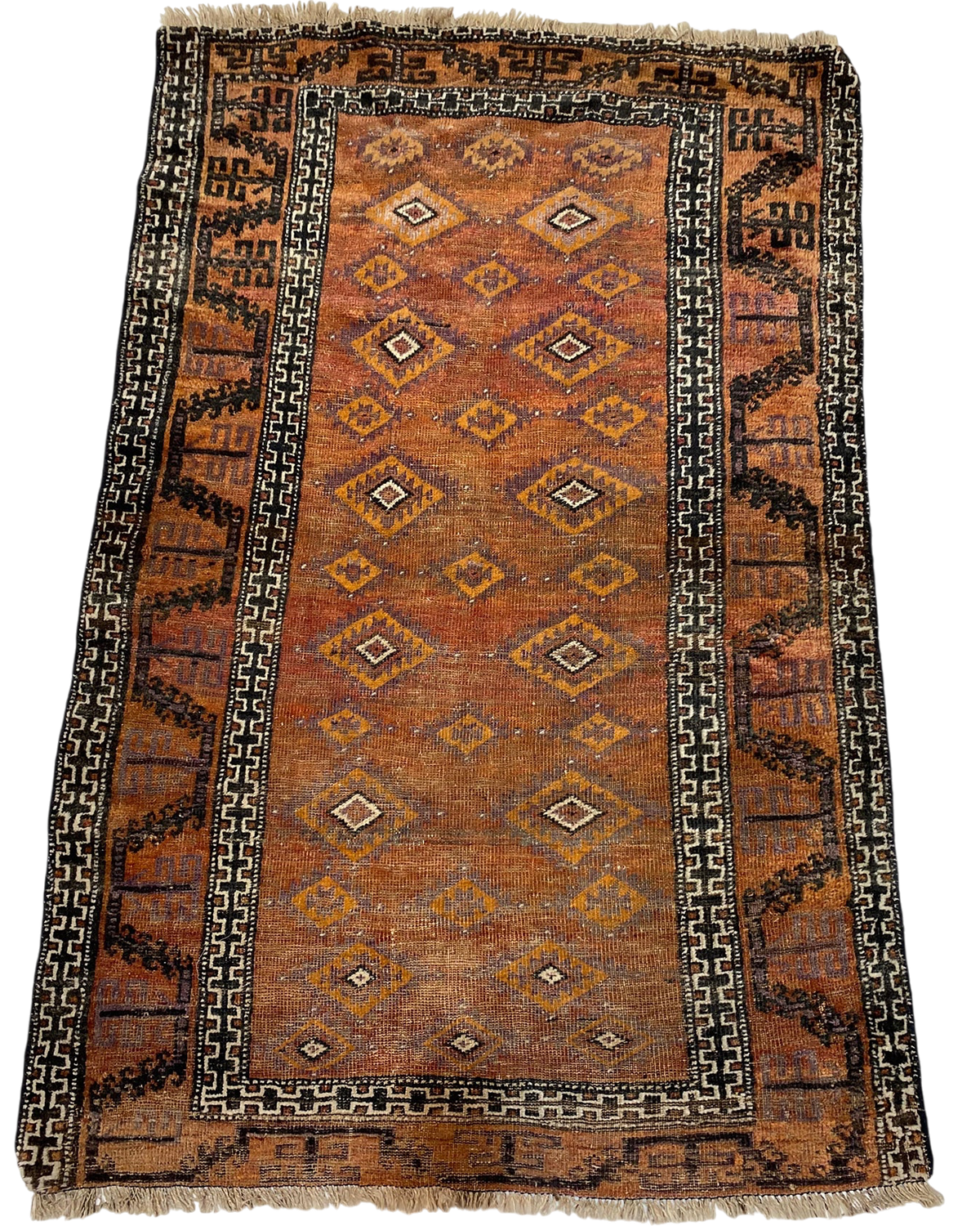 Tappeto Beluch persiano usato 160x102 cm marrone con motivi geometrici tribali