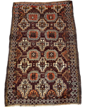 Tappeto Beluch persiano usato 172x115 cm bordeaux con motivi geometrici tribali