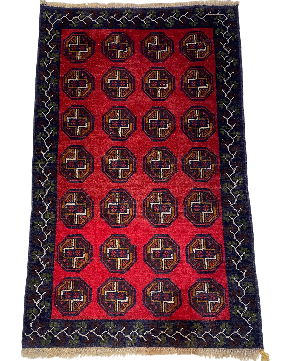 Beluch persiano usato 132x83 cm rosso con motivi geometrici tribali