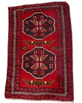 Beluch persiano usato 143x94 cm rosso con medaglioni geometrici