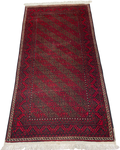 Tappeto Beluch usato 188x97 cm annodato a mano con motivi geometrici rossi e marroni
