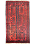 Tappeto Beluch persiano usato 200x125 cm rosso con motivi tribali geometrici