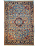 Tappeto Berkana usato 230x160 cm azzurro con medaglione centrale e raffinato disegno floreale