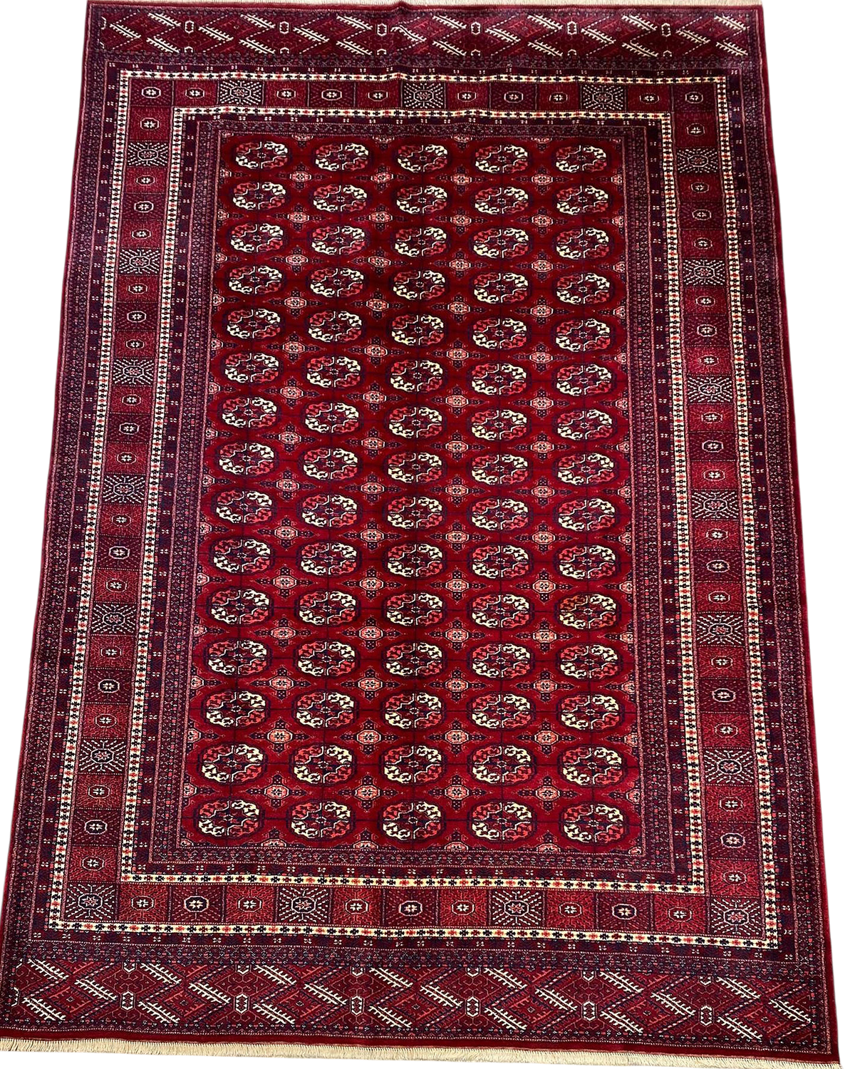 Tappeto Bukhara Royal usato 272x187 cm rosso con tradizionale disegno a gul