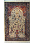 Tappeto doppio nodo Pakistan annodato a mano con motivo Albero della Vita e decorazioni floreali, misura 220x141 cm