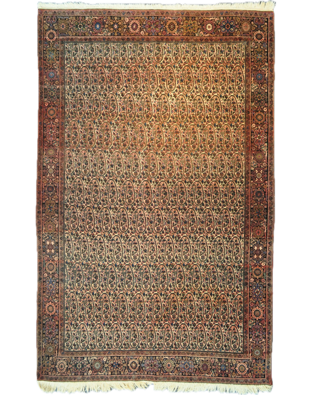 Tappeto Farahan persiano annodato a mano con eleganti motivi tradizionali e colori raffinati, misura 200x127 cm