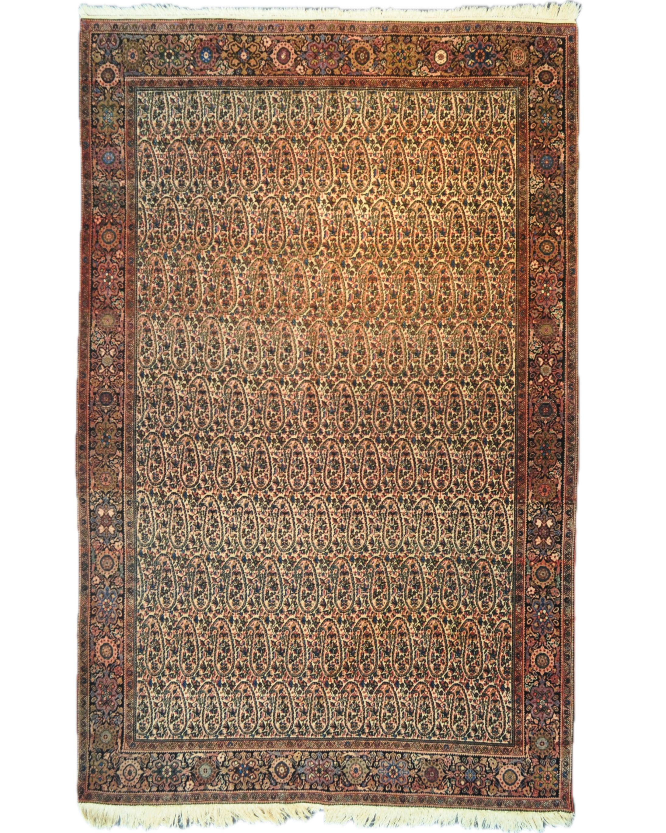 Tappeto Farahan persiano annodato a mano con eleganti motivi tradizionali e colori raffinati, misura 200x127 cm