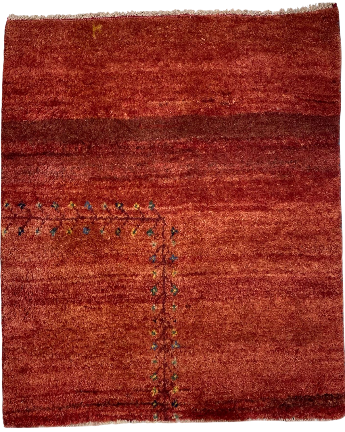 Tappeto Gabbeh usato 90x80 cm annodato a mano in lana nelle tonalità del rosso e terracotta