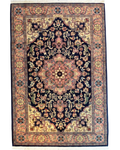 Tappeto Herivan usato 185x122 cm blu e rosa con medaglione centrale e motivi floreali