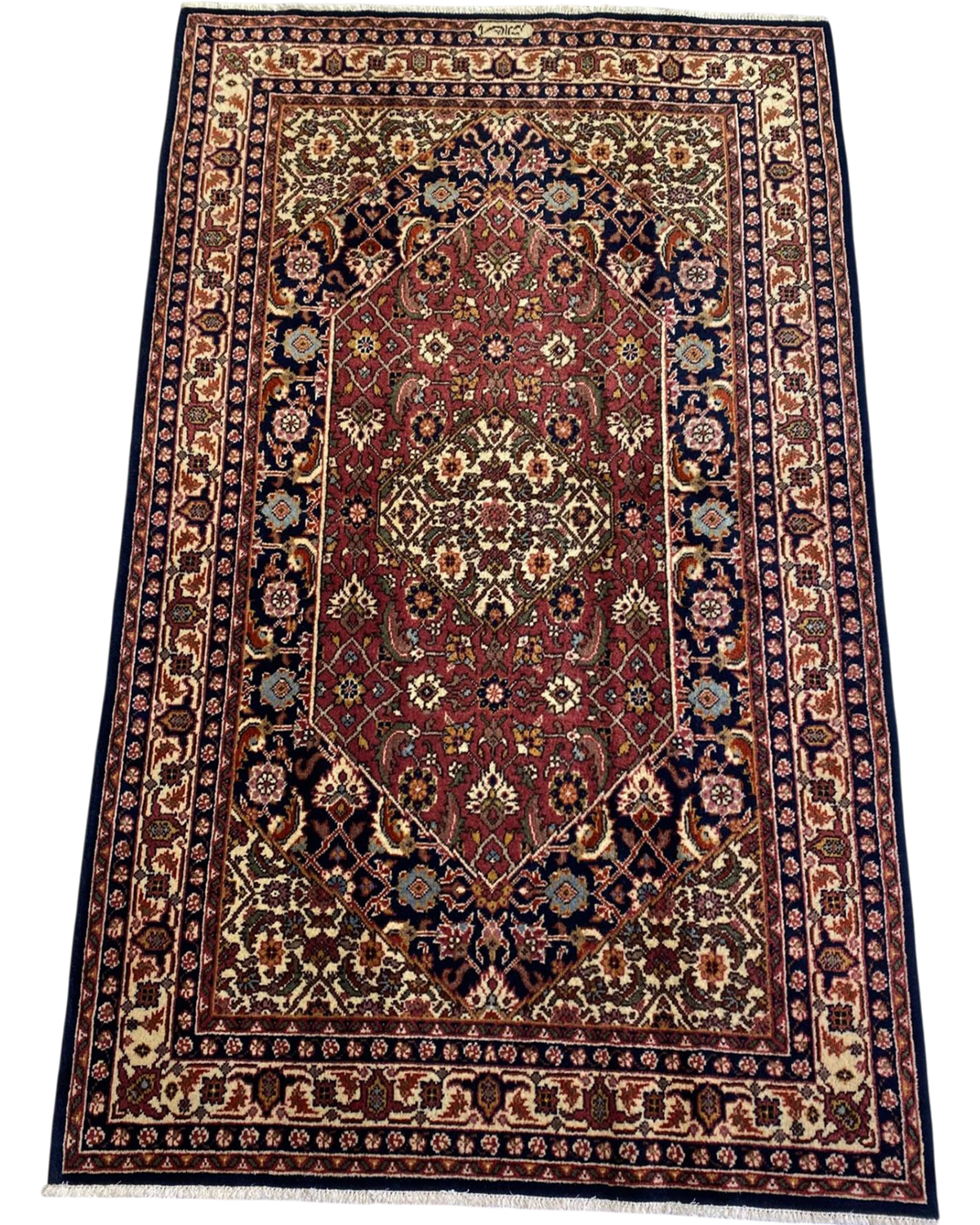 Tappeto Herivan usato 200x130 cm con medaglione centrale e disegno floreale persiano