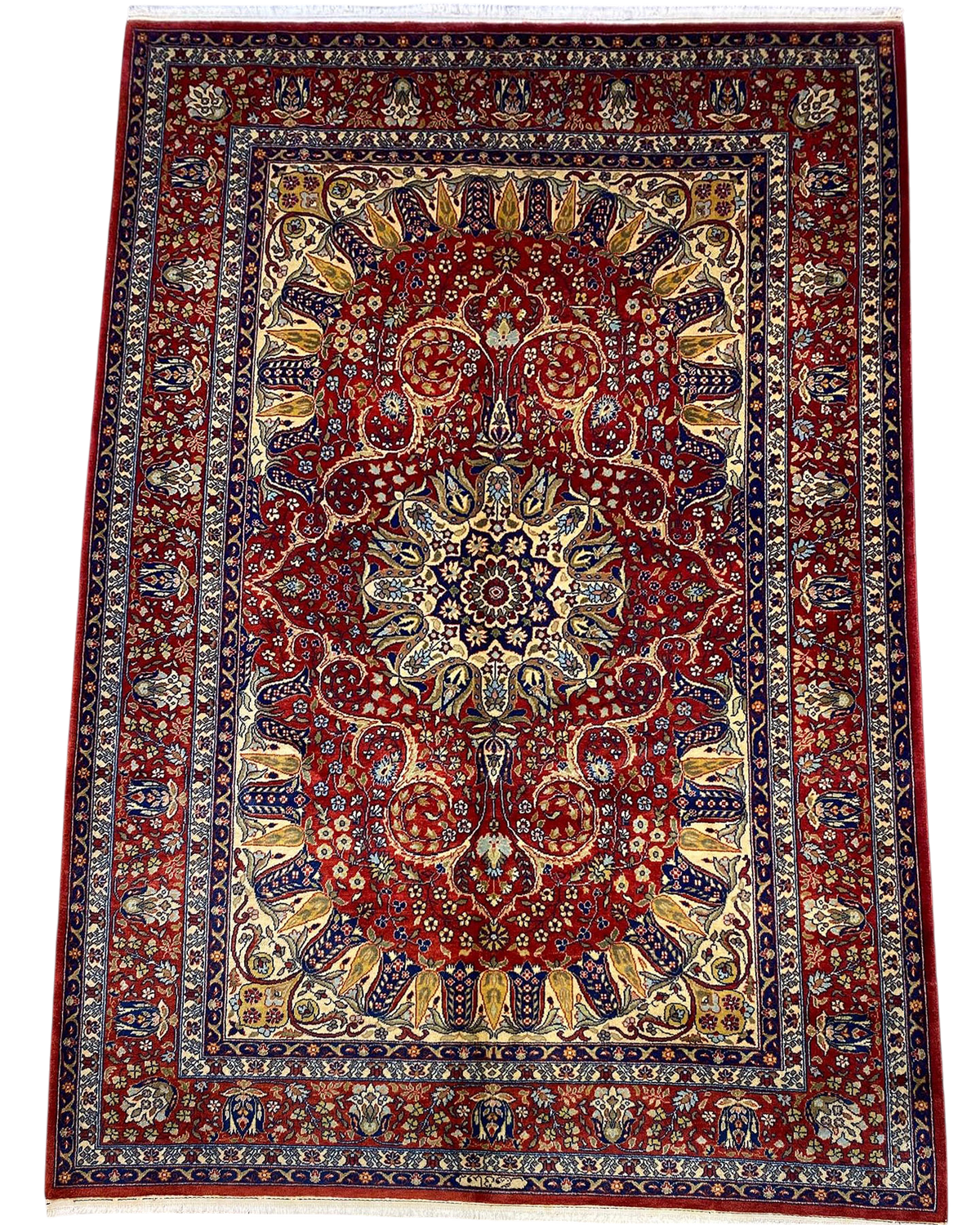 Tappeto Herivan usato 277x190 cm rosso con medaglione centrale e disegno floreale