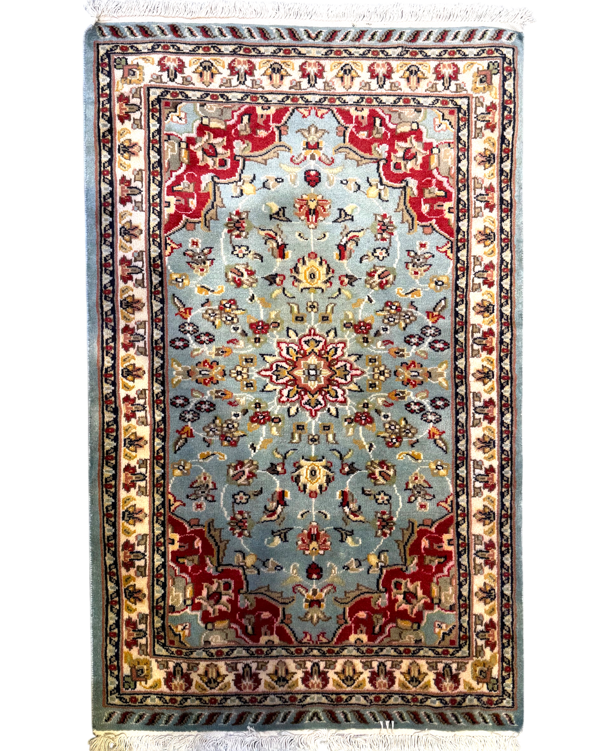 Tappeto Islamabad azzurro 125x78 cm con motivi floreali