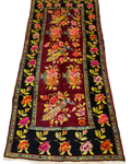 Tappeto Karabakh usato 267x137 cm con disegno floreale, pavoni stilizzati e bordura nera