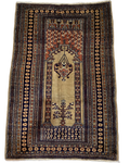 Tappeto Kashmir usato 114x80 cm annodato a mano con disegno a nicchia nei toni marrone e beige