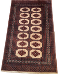 Tappeto Kashmir usato 195x127 cm con medaglioni geometrici avorio su fondo marrone