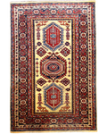 Tappeto Kazak 135x90 cm con medaglioni e motivi geometrici