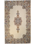 Tappeto persiano Kerman Imperiale usato 244x150 cm avorio con medaglione e motivi floreali