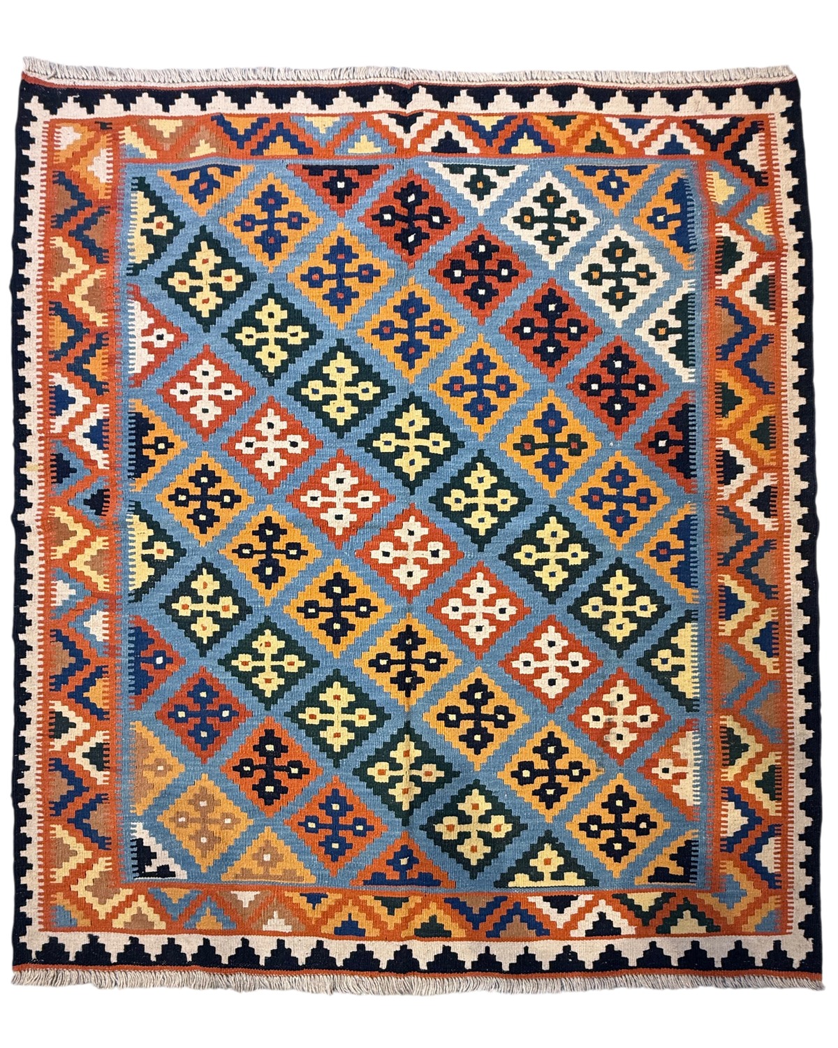 Tappeto Kilim Persiano 160x140 cm con motivi geometrici policromi