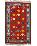 Tappeto Kilim Persiano 180x113 cm azzurro con motivi geometrici multicolore