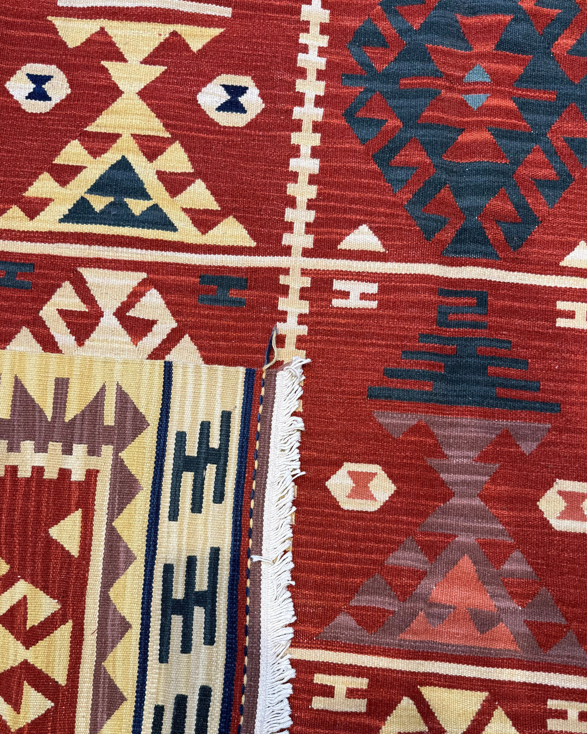 Retro e dettaglio Tappeto Kilim 215 x 215 cm