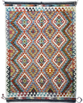 Tappeto Kilim 174x127 cm con motivi geometrici multicolore