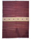 Tappeto Kilim 200x140 cm con trama rosso-bruna e variazioni tono su tono