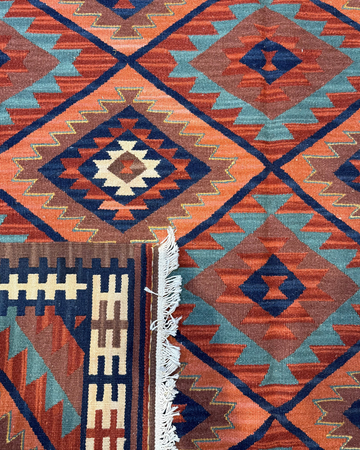 Retro e dettaglio Tappeto Kilim 215 x 215 cm