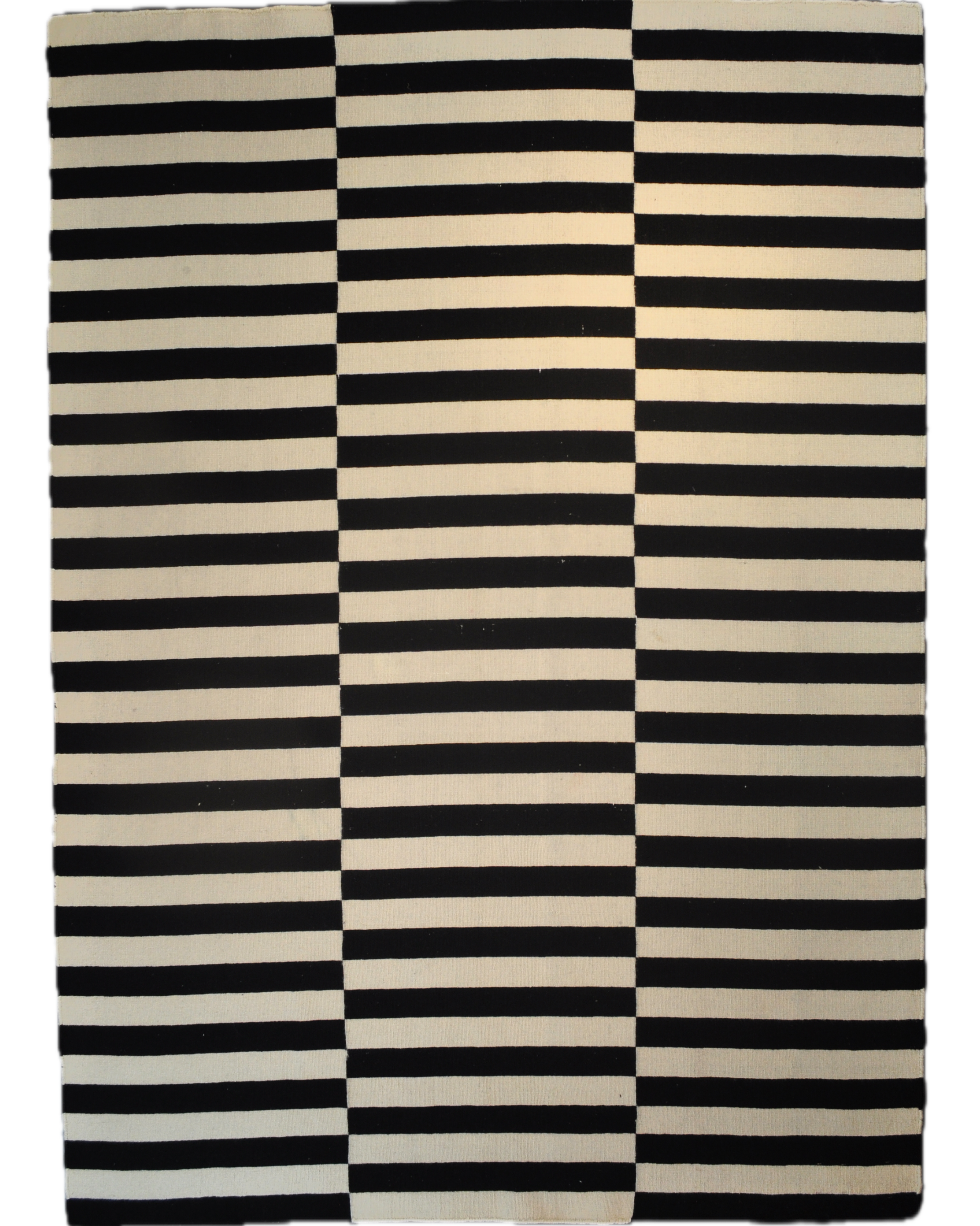 Tappeto Kilim con design geometrico a righe nere e avorio, misura 237x168 cm