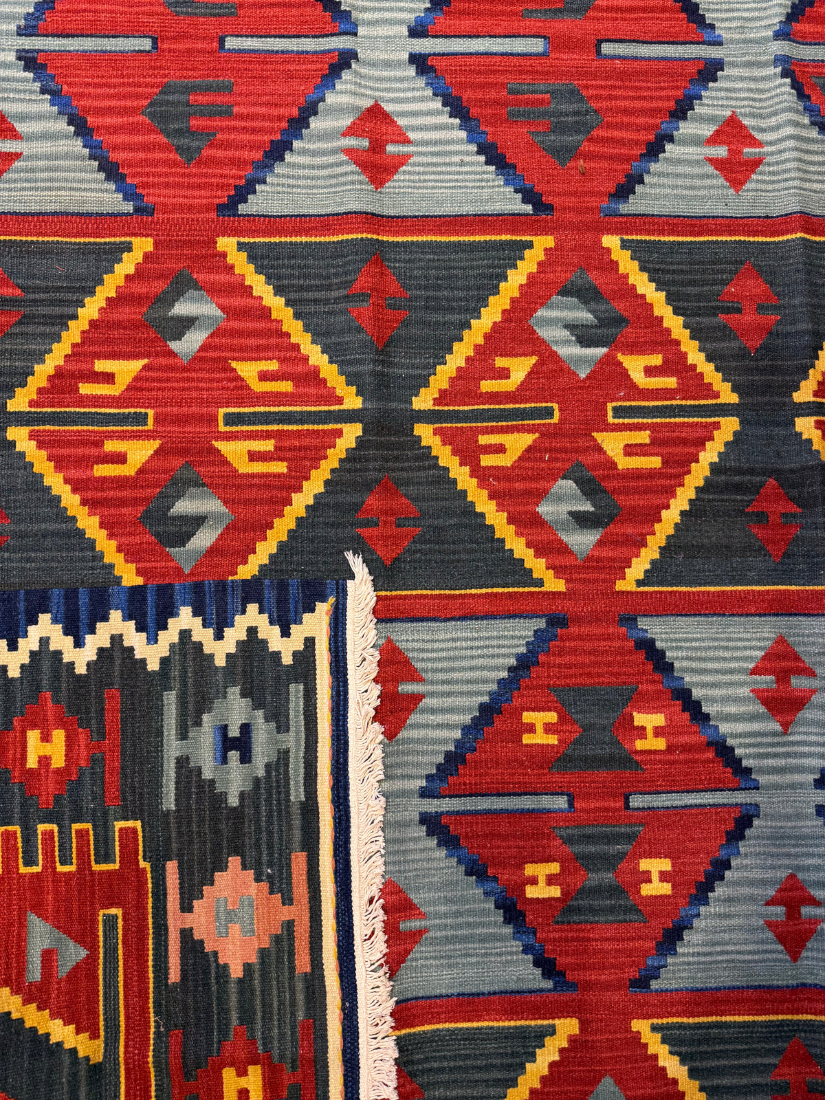 Dettaglio del retro del tappeto Kilim 240x170 cm