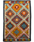 Tappeto Kilim Afgano multicolore 122x82 cm con rombi concentrici