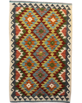 Tappeto Kilim Afgano multicolore 132x83 cm con rombi policromi