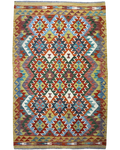 Tappeto Kilim 187x120 cm con motivi geometrici multicolore