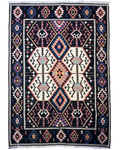 Tappeto Kilim nero 230x166 cm con grandi medaglioni avorio e rosa