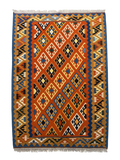 Tappeto Kilim Persiano arancio 160x111 cm con reticolo di rombi