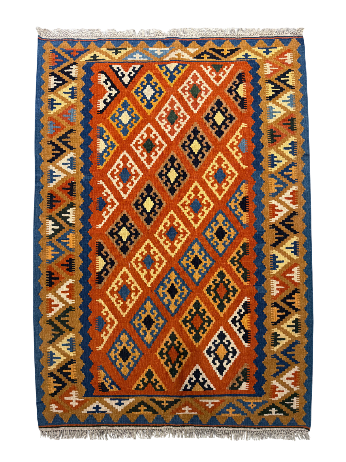 Tappeto Kilim Persiano arancio 160x111 cm con reticolo di rombi