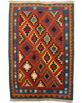 Tappeto Kilim Persiano arancio 140x95 cm con rombi obliqui