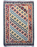 Tappeto Kilim Persiano avorio 190x134 cm con reticolo di rombi