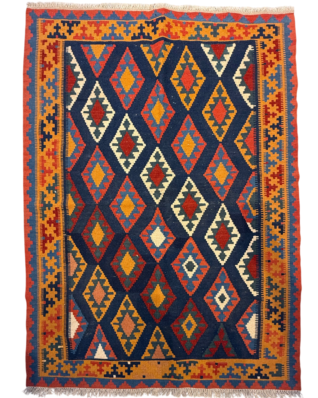 Tappeto Kilim Persiano blu 165x121 cm con composizione geometrica