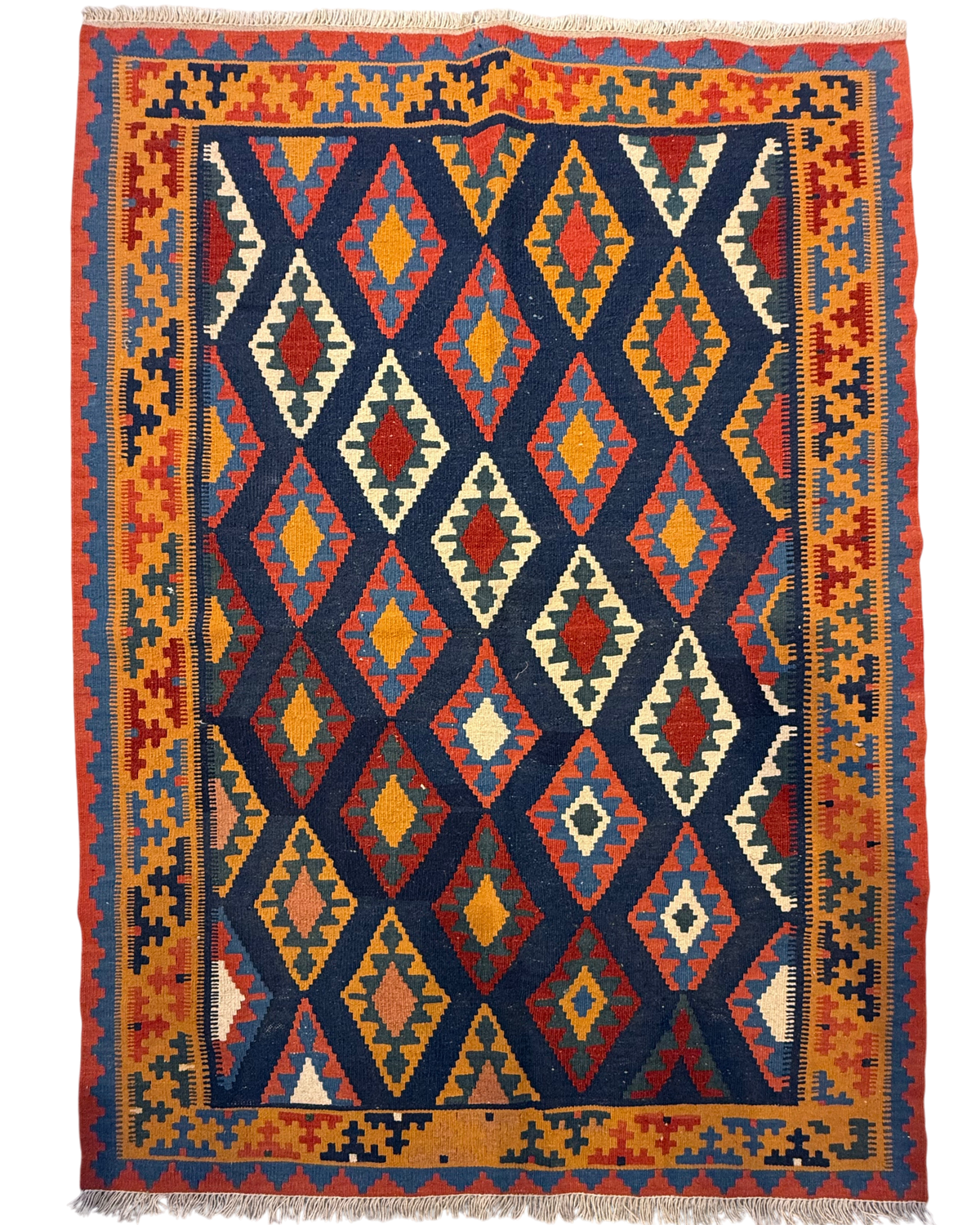 Tappeto Kilim Persiano blu 165x121 cm con composizione geometrica