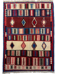 Tappeto Kilim Persiano rosso 138x104 cm con fasce e rombi
